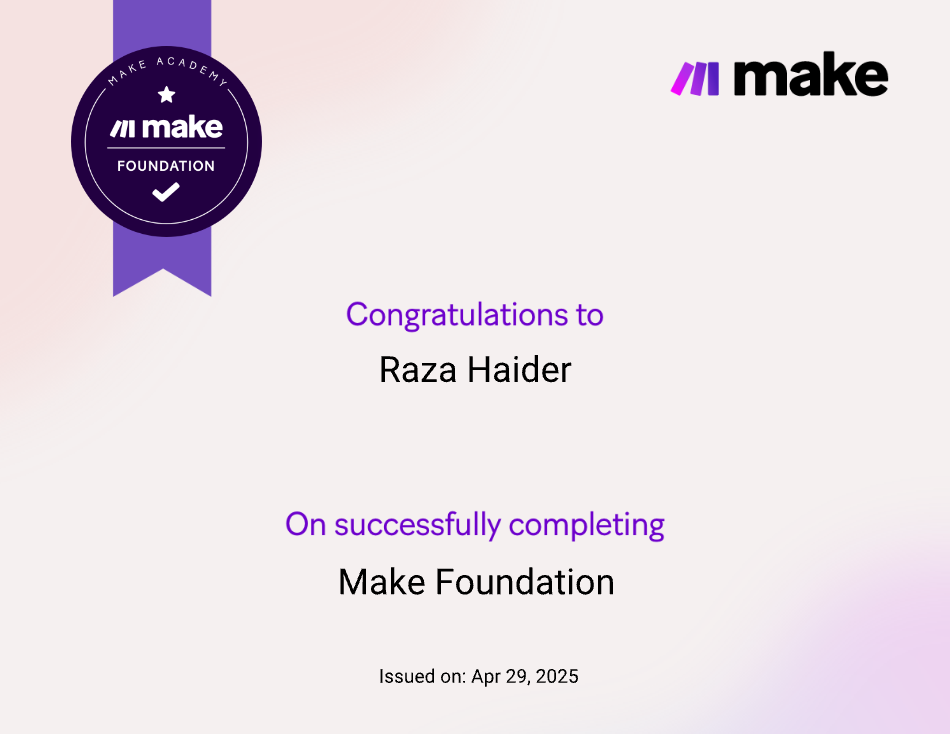 Make Foundation certificate