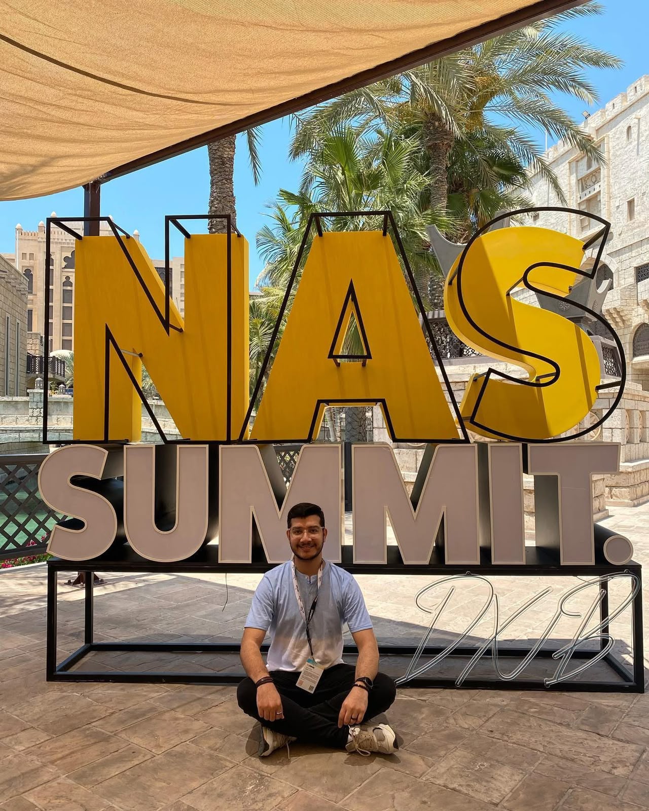 Raza Haider at the NAS Summit Dubai sign