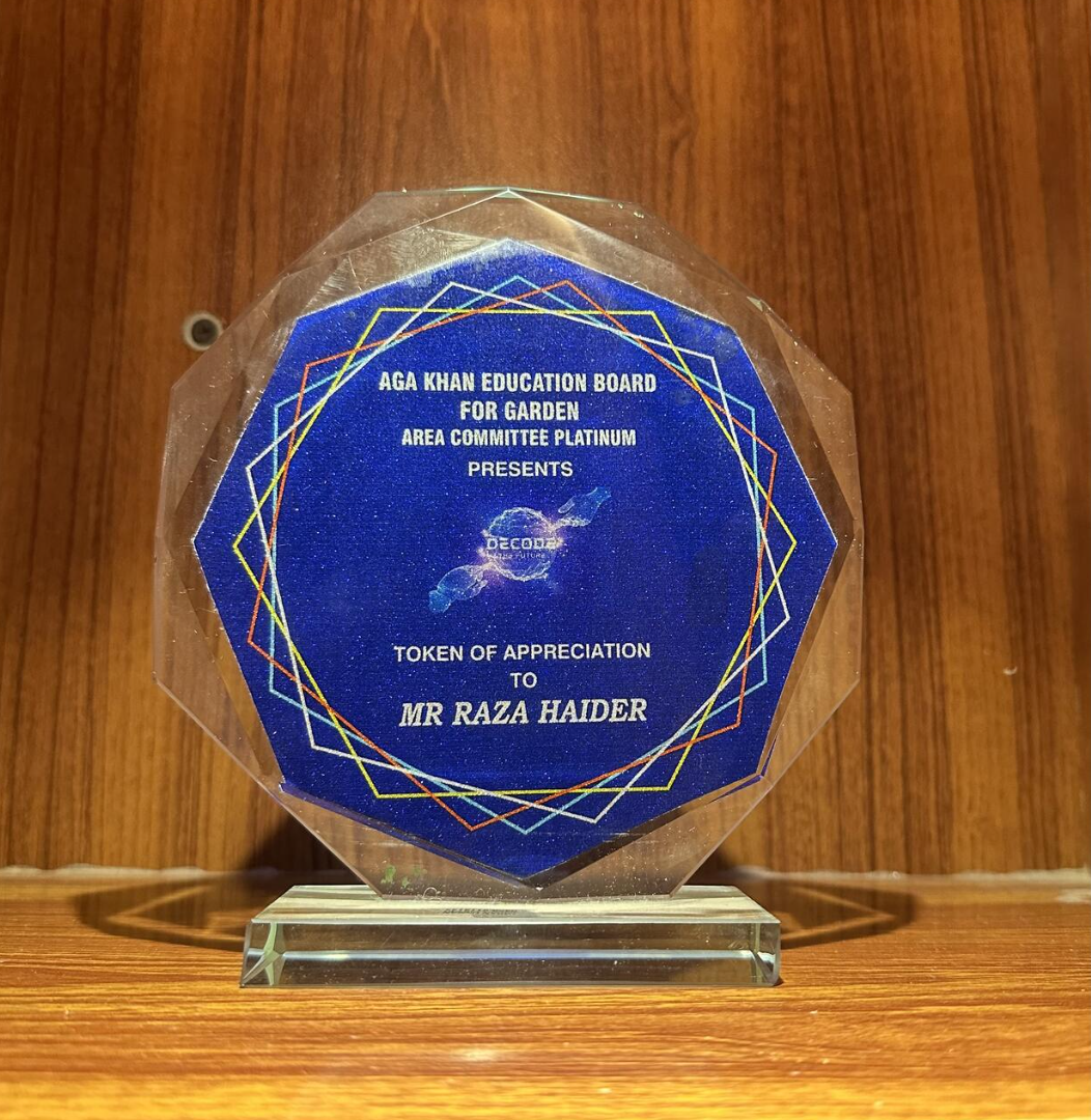 Token of appreciation awarded to Raza Haider as guest speaker