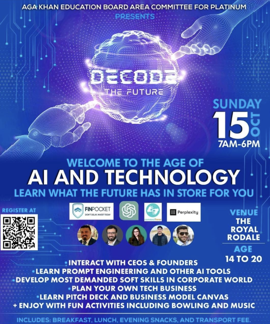 Decode the Future AI and technology workshop poster